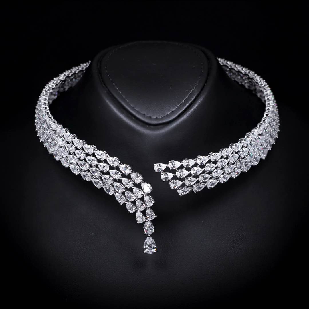 Omnia Ciara White Luxury Bridal Full Set in High Quality Zircon Stone Premium Rhodium Plated