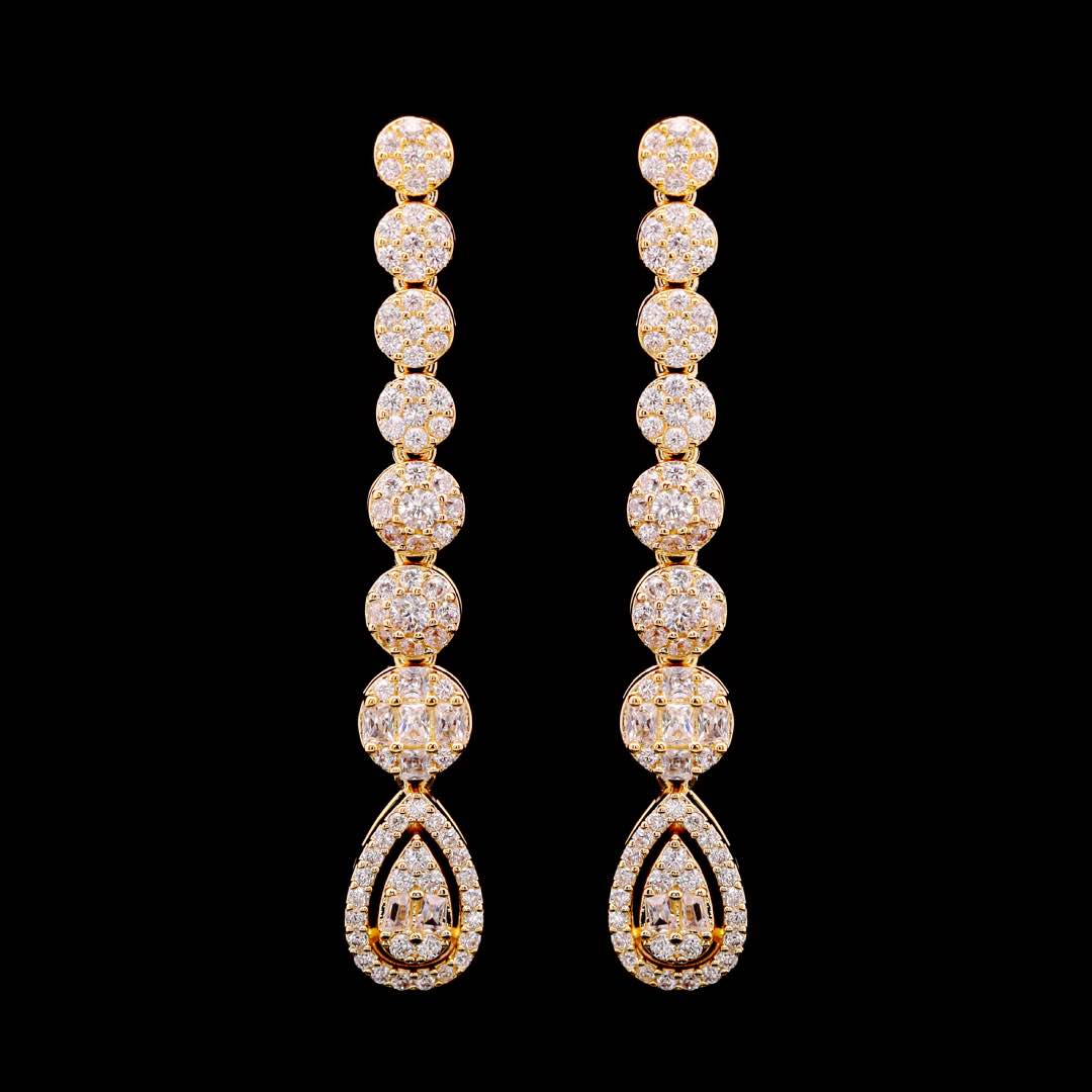 Omnia Mila Luxury Golden Choker Bridal Full Set in High Quality Zircon Stone Rhodium Plated (16 cm only available in ksa)