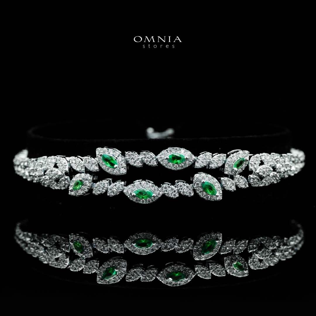 Omnia Nada Green Bridal Full Set Accessories in High Quality Zircon Stone Premium Rhodium Plated