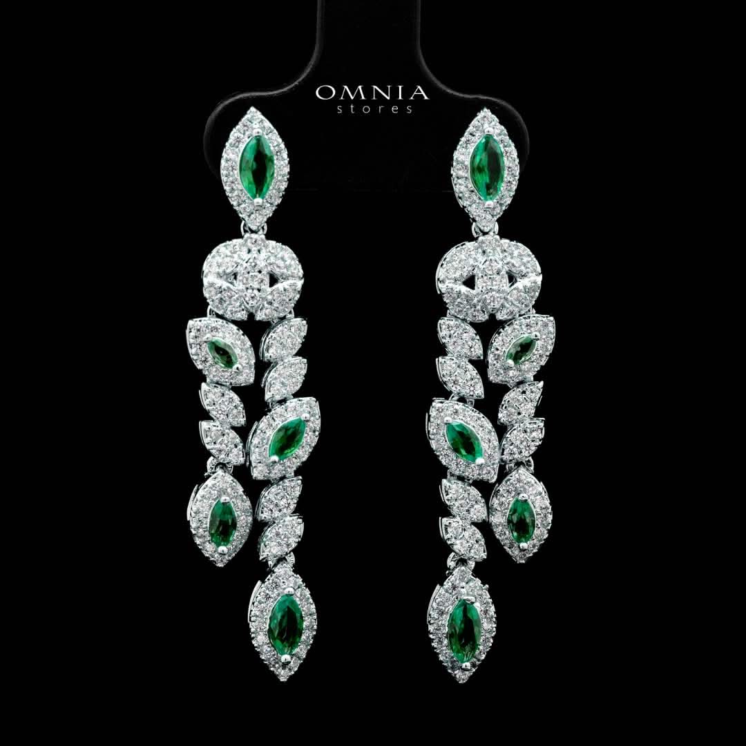 Omnia Nada Green Bridal Full Set Accessories in High Quality Zircon Stone Premium Rhodium Plated