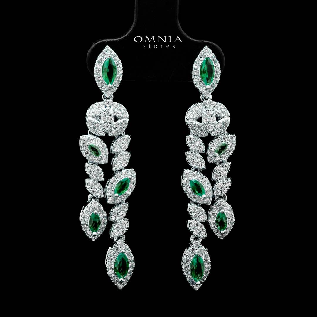 Omnia Nada Green Bridal Full Set Accessories in High Quality Zircon Stone Premium Rhodium Plated - OMNIASTORES UAE