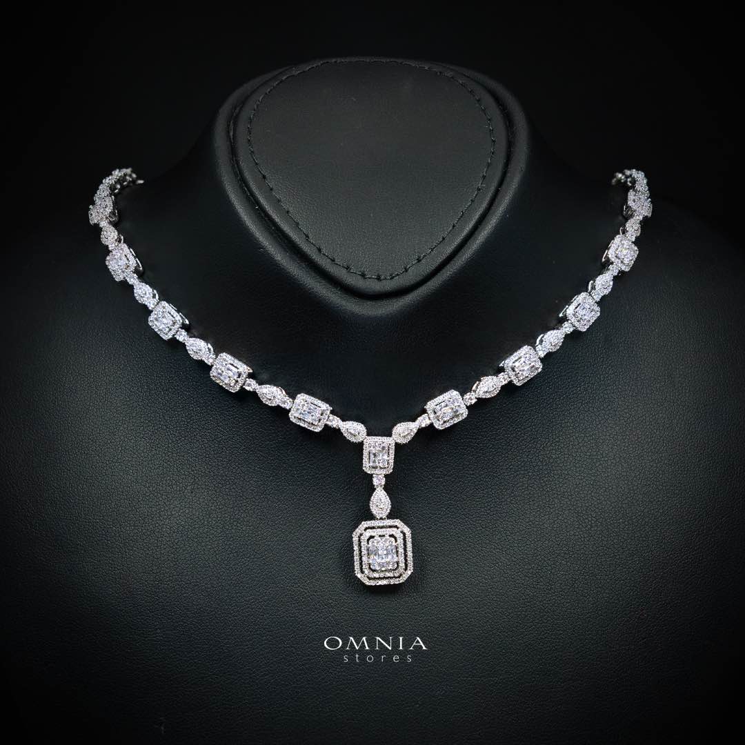 Omnia Aniyah White Luxury Bridal Full Set in High Quality Zircon Stone Premium Rhodium Plated