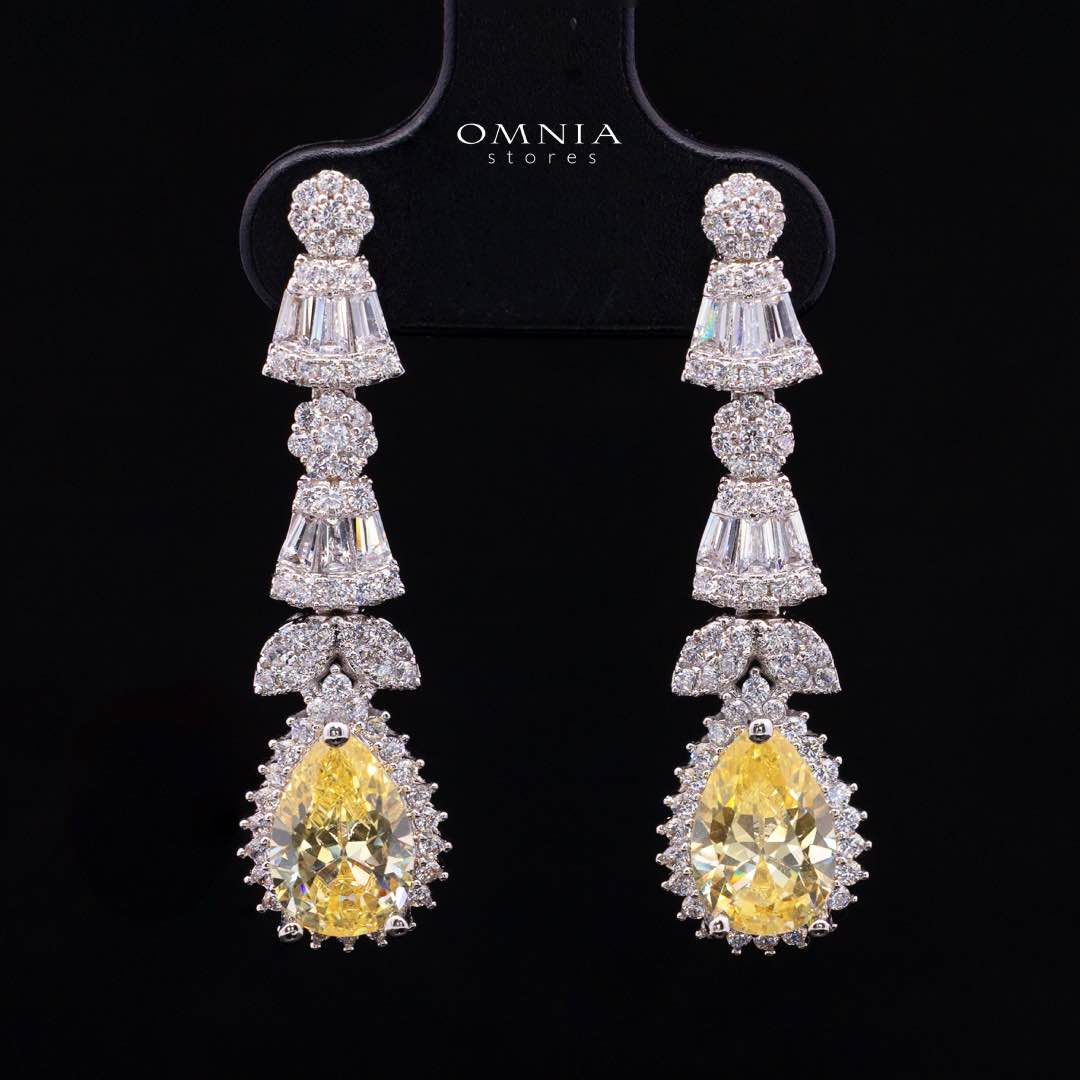 Omnia Ghada Yellow Bridal Full Set Accessories in High Quality Zircon Stone Rhodium Plated (Size 15 Only Available in KSA)