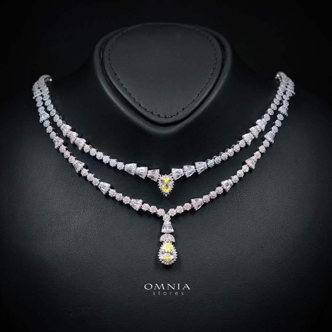 Omnia Ethereal Yellow Luxury Bridal Full Set in High Quality Zircon Stone Premium Rhodium Plated