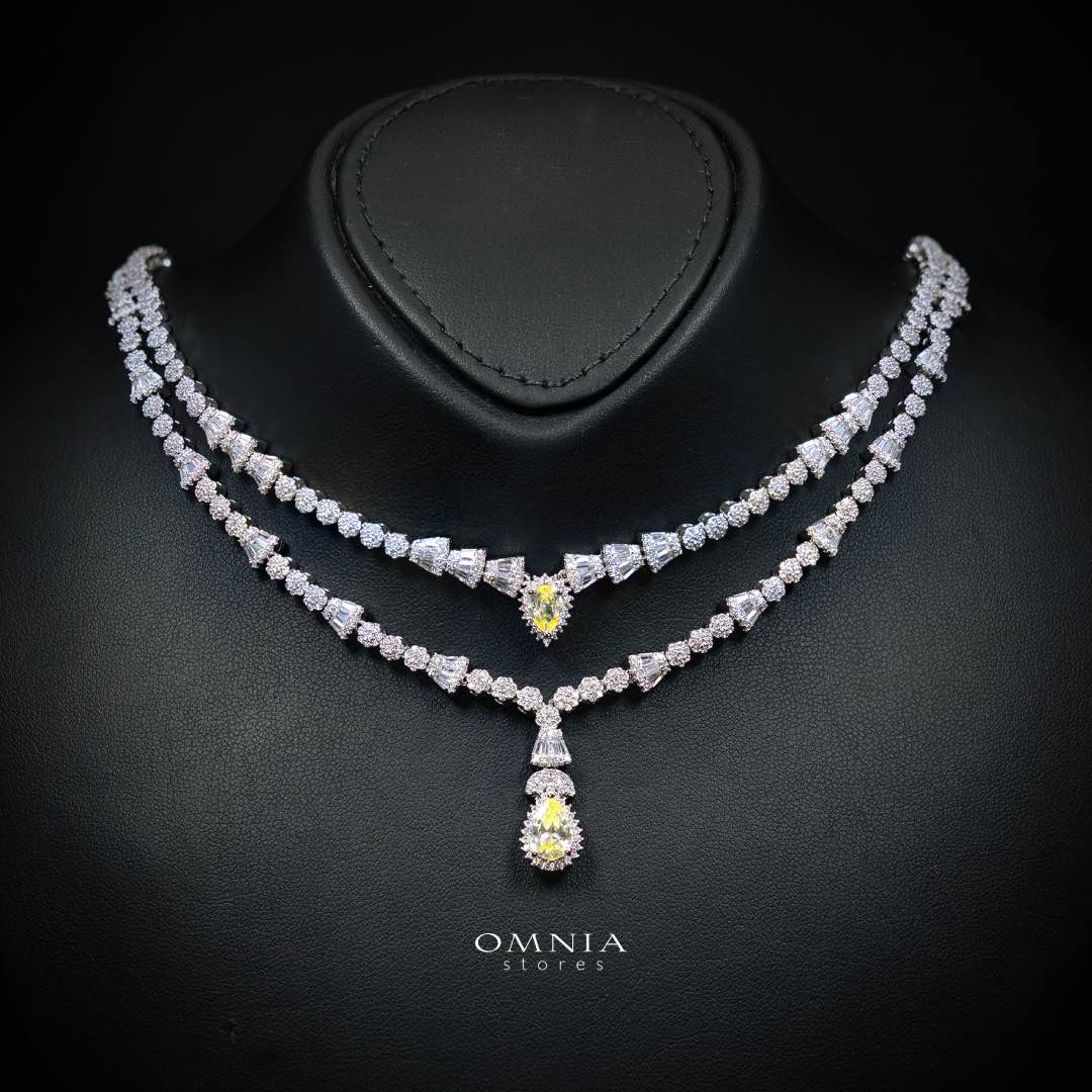 Omnia Ethereal Yellow Luxury Bridal Full Set in High Quality Zircon Stone Premium Rhodium Plated - OMNIASTORES UAE