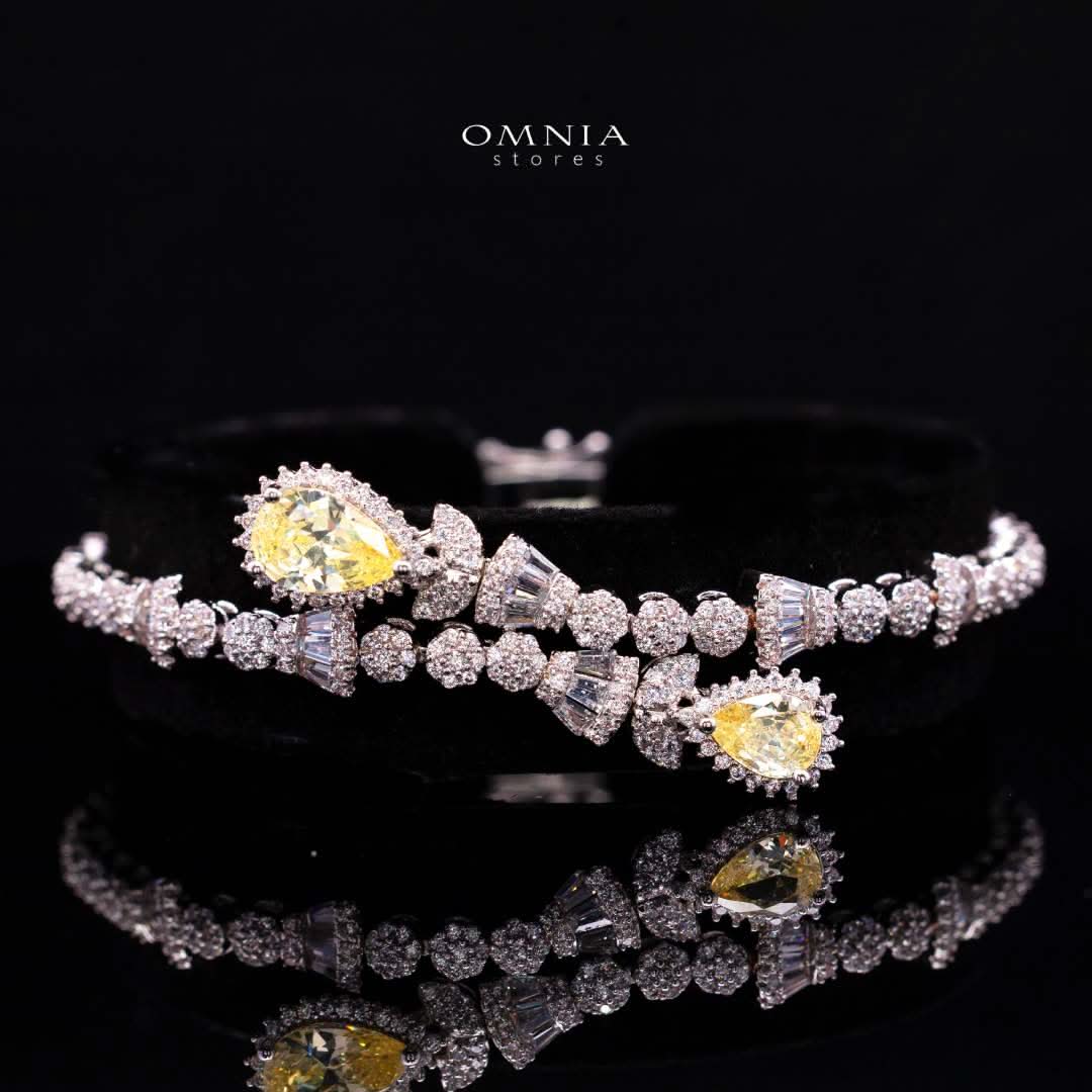 Omnia Ethereal Yellow Luxury Bridal Full Set in High Quality Zircon Stone Premium Rhodium Plated