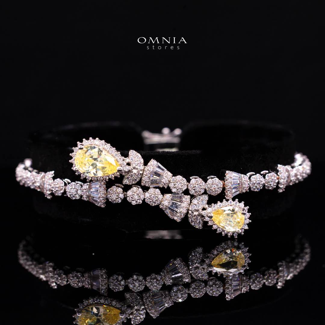 Omnia Ethereal Yellow Luxury Bridal Full Set in High Quality Zircon Stone Premium Rhodium Plated - OMNIASTORES UAE