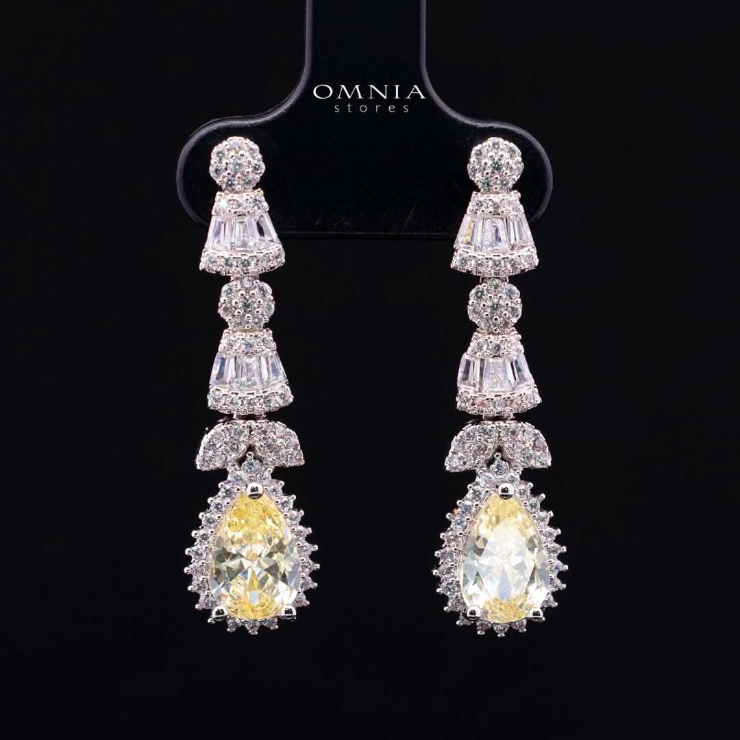 Omnia Ethereal Yellow Luxury Bridal Full Set in High Quality Zircon Stone Premium Rhodium Plated