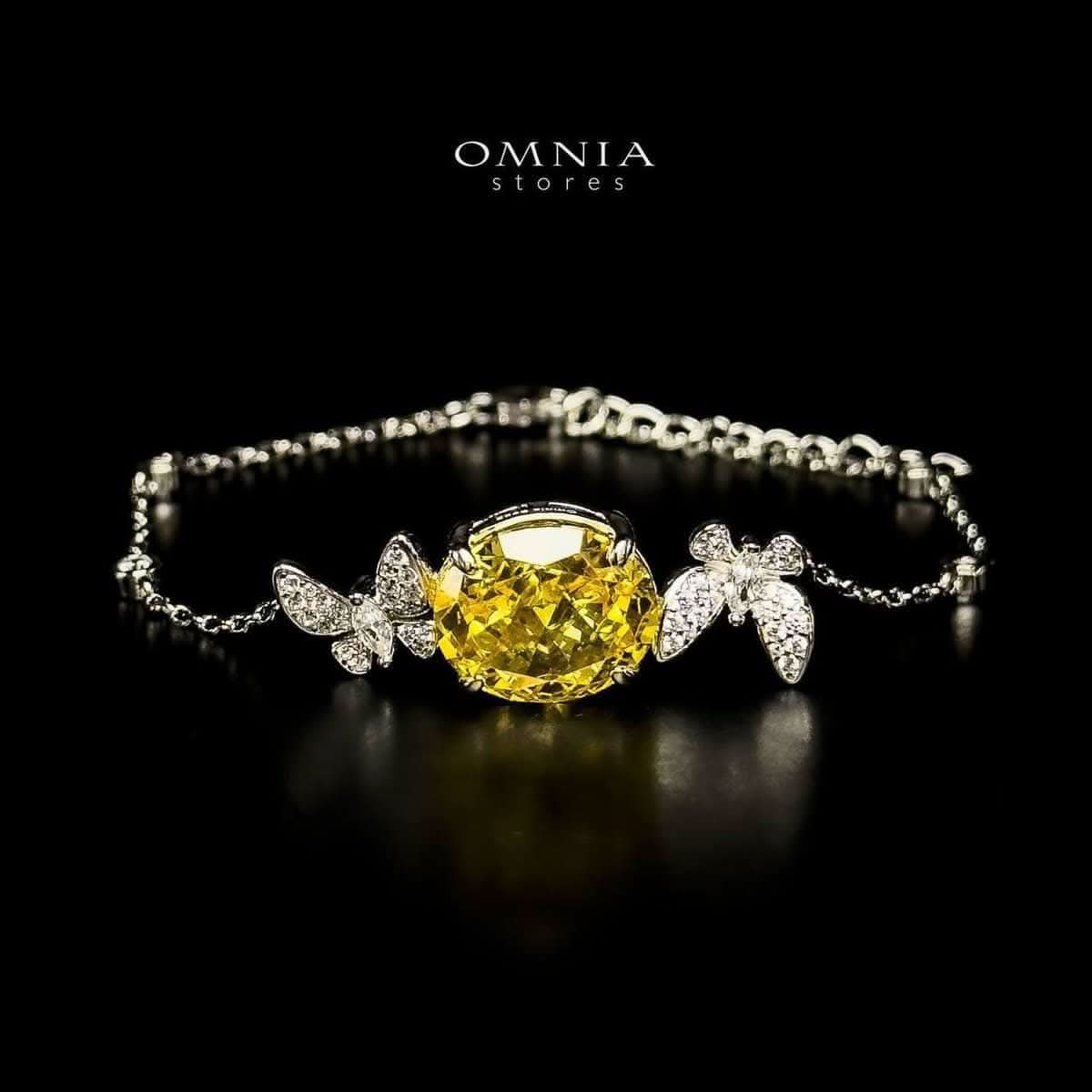Omnia Maysun Yellow Bracelet In 92.5 Silver High Quality Simulated Diamonds