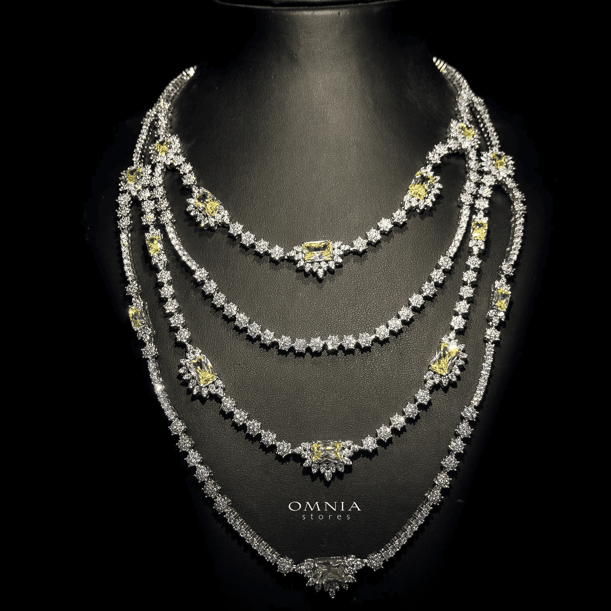 Omnia Blair Yellow Bridal Full Set High Quality Simulated Diamonds Premium Rhodium Plated - OMNIASTORES UAE