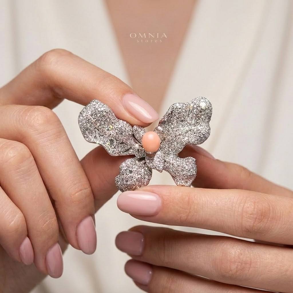 Ava Butterfly Brooch with High-Quality Simulated Diamonds in 925 Sterling Silver - OMNIASTORES UAE
