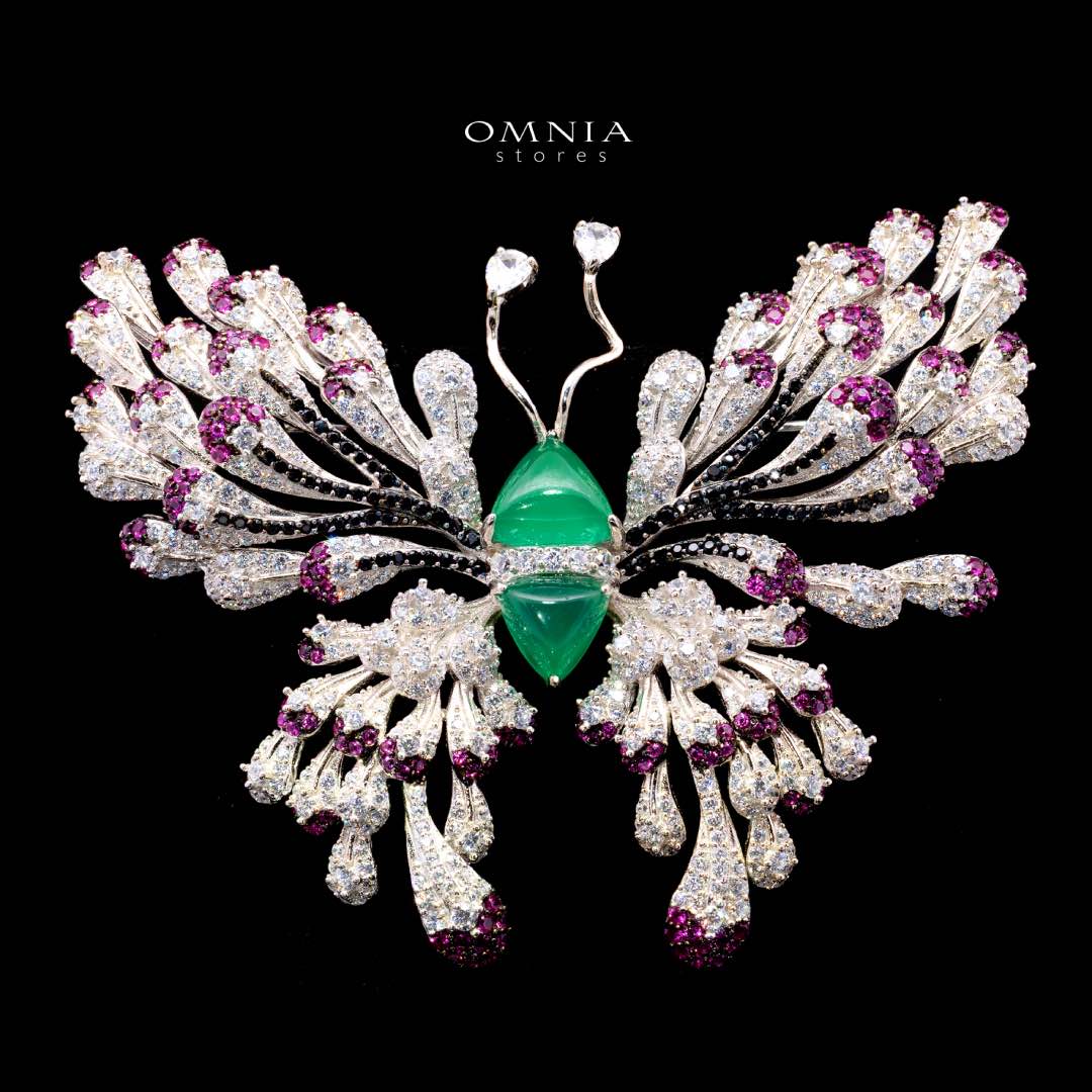 Omnia Omara Butterfly Brooch in 92.5 Pure Silver Tarnish Resistant Plating