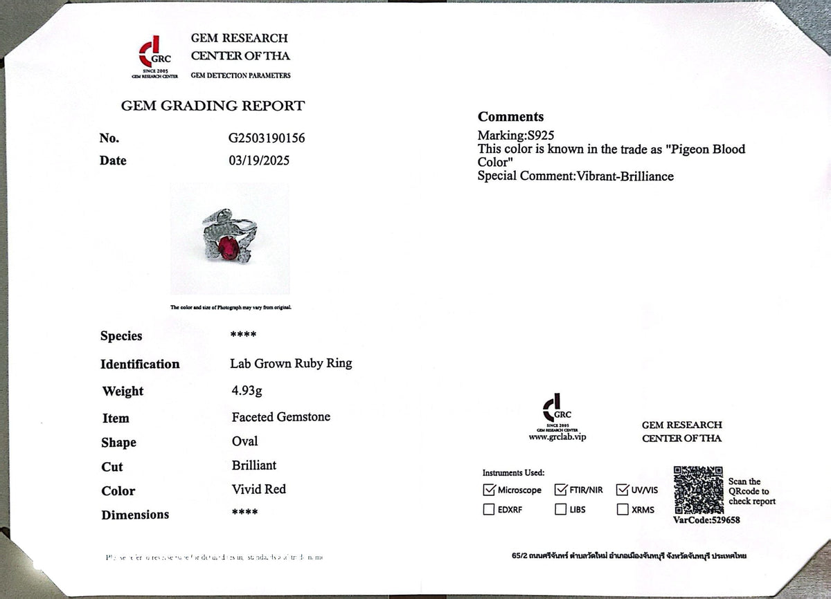 Omnia Jameela Red Ring 92.5 Silver Certified in High Quality Lab Grown Ruby Stone