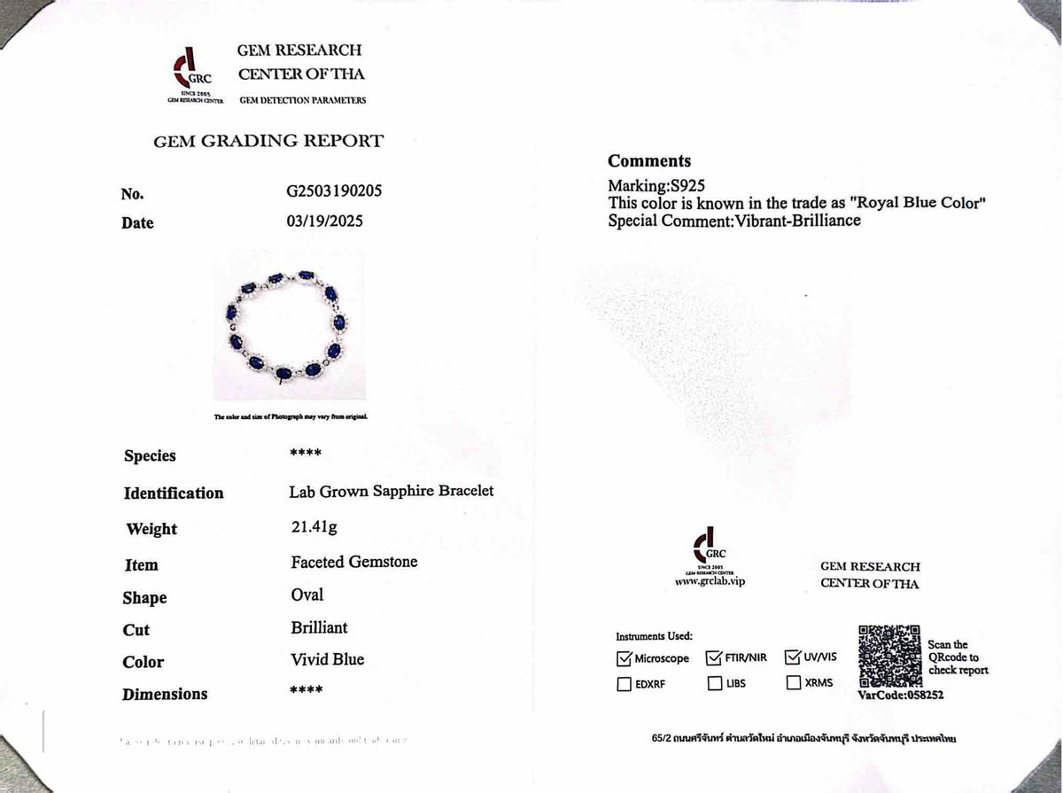 Omnia Mahasin Blue Bracelet 925 Silver Certified in High Quality Lab-Grown Sapphire Stone - OMNIASTORES UAE