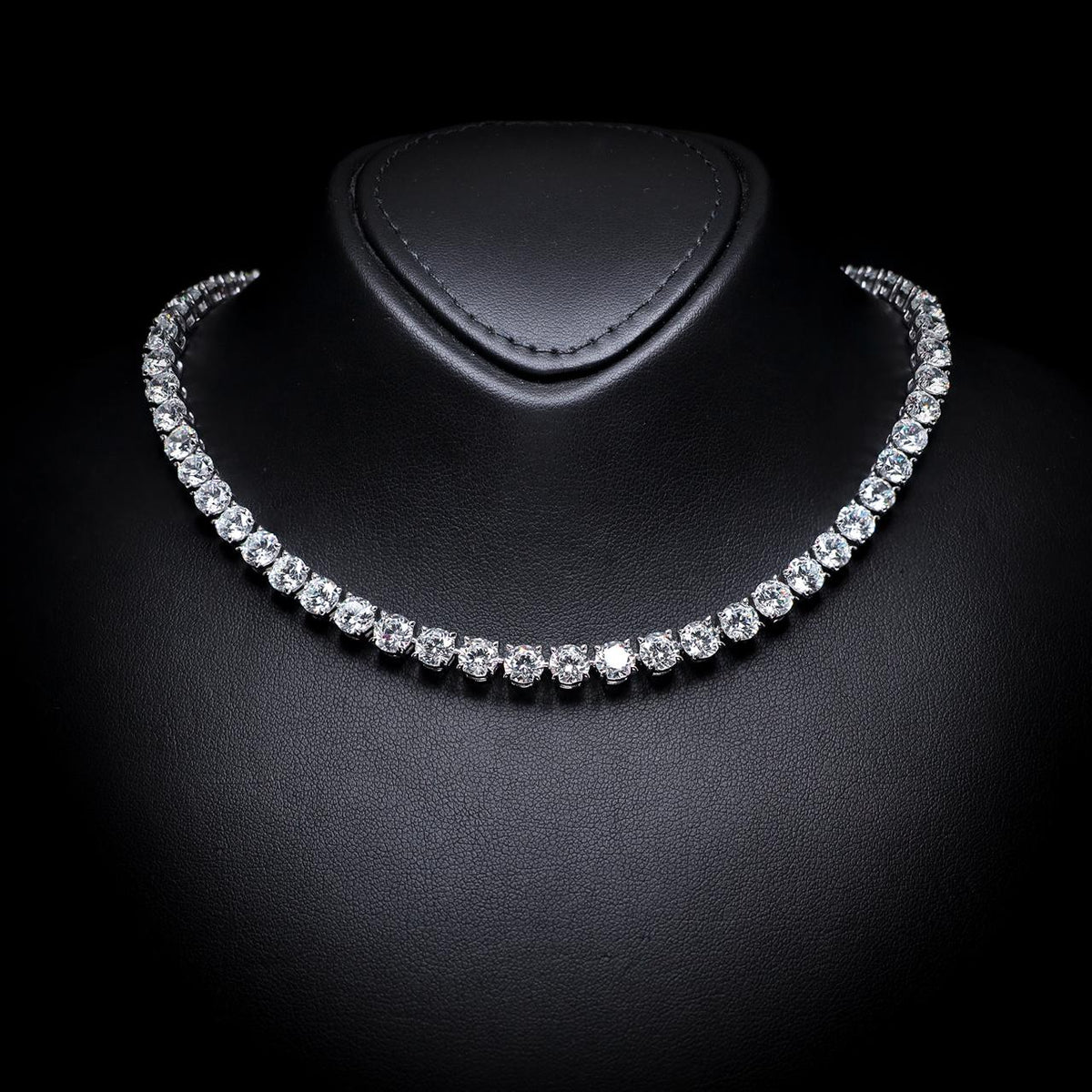 Christa Premium Rhodium-Plated Alloy Necklace with High-Quality Simulated Diamonds