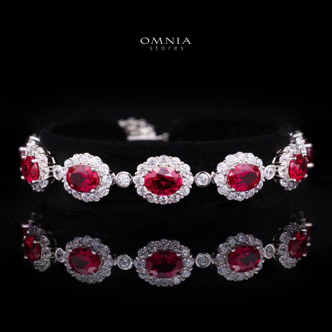 Omnia Mahasin Red Bracelet Wtih GRC Certified in High Quality Lab-Grown Ruby Stone In 925 Silver - OMNIASTORES UAE