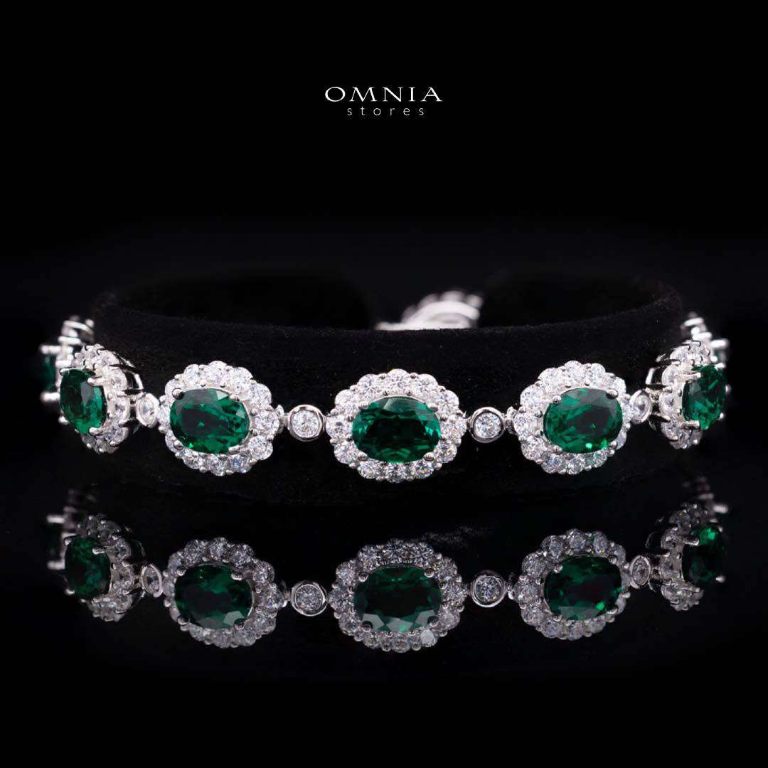 Omnia Mahasin Green Bracelet 925 Silver Certified in High Quality Lab-Grown Emerald Stone - OMNIASTORES UAE
