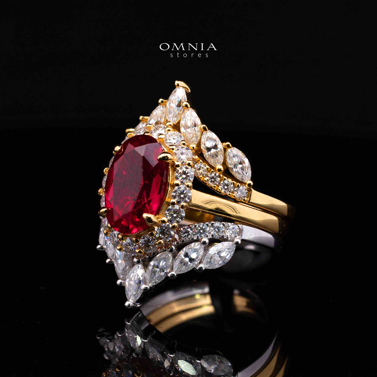 Vittoria Lab-Grown Ruby Moissanite Ring with GRC Certificate – Oval 8x12mm, 925 Sterling Silver