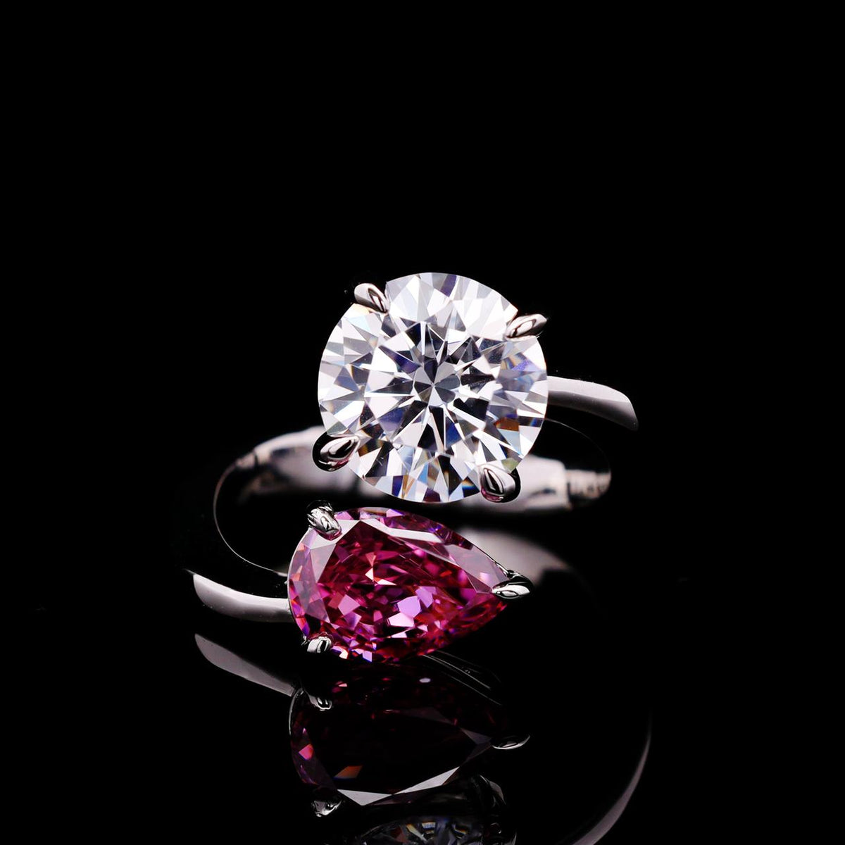Hoorain Open Ring with Certificate | High-Quality Simulated Diamonds in 925 Sterling Silver