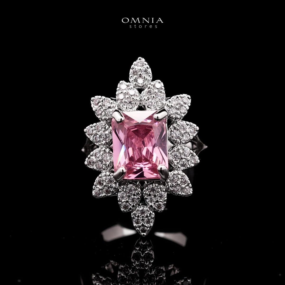 Omnia Blair Pink Bridal Full Set in High Quality Simulated Diamonds Premium Rhodium Plated - OMNIASTORES UAE