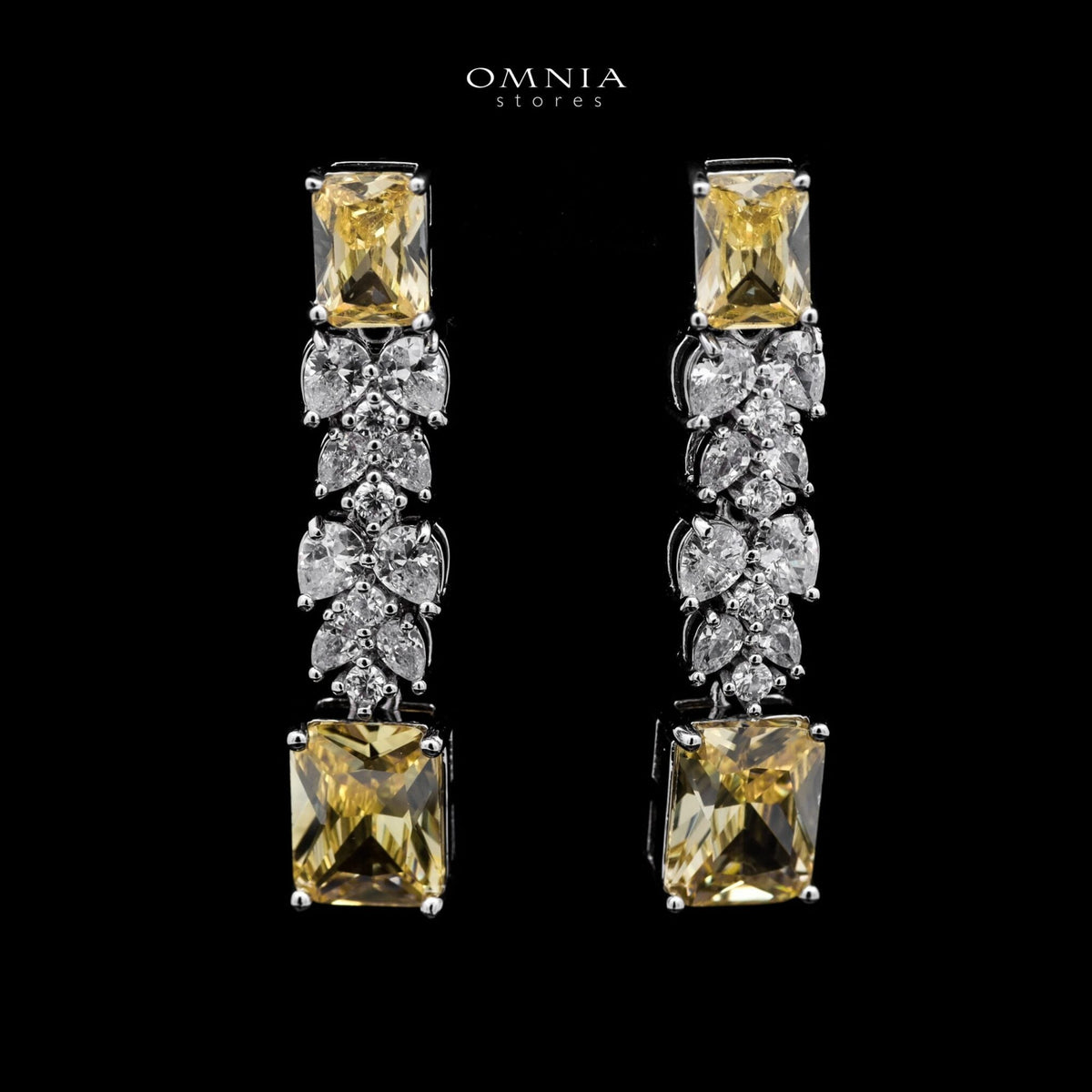 Omnia Amelia Yellow Bridal Full Set with Radiant and Pear-Cut High Quality Simulated Diamonds Premium Rhodium Plated - OMNIASTORES UAE