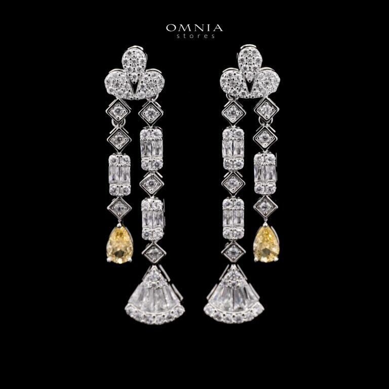 Omnia Marwa Yellow Bridal Full Set in High Quality Zircon Stone Rhodium Plated(size 18, 16 only available in ksa)