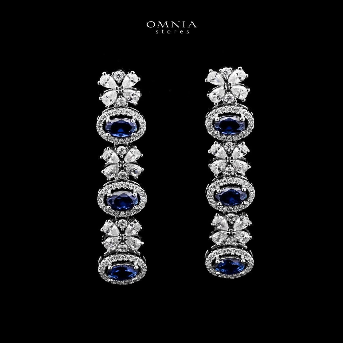 Omnia Mira Blue Bridal Full Set in High Quality Zircon Stone Premium Rhodium Plated - OMNIASTORES UAE