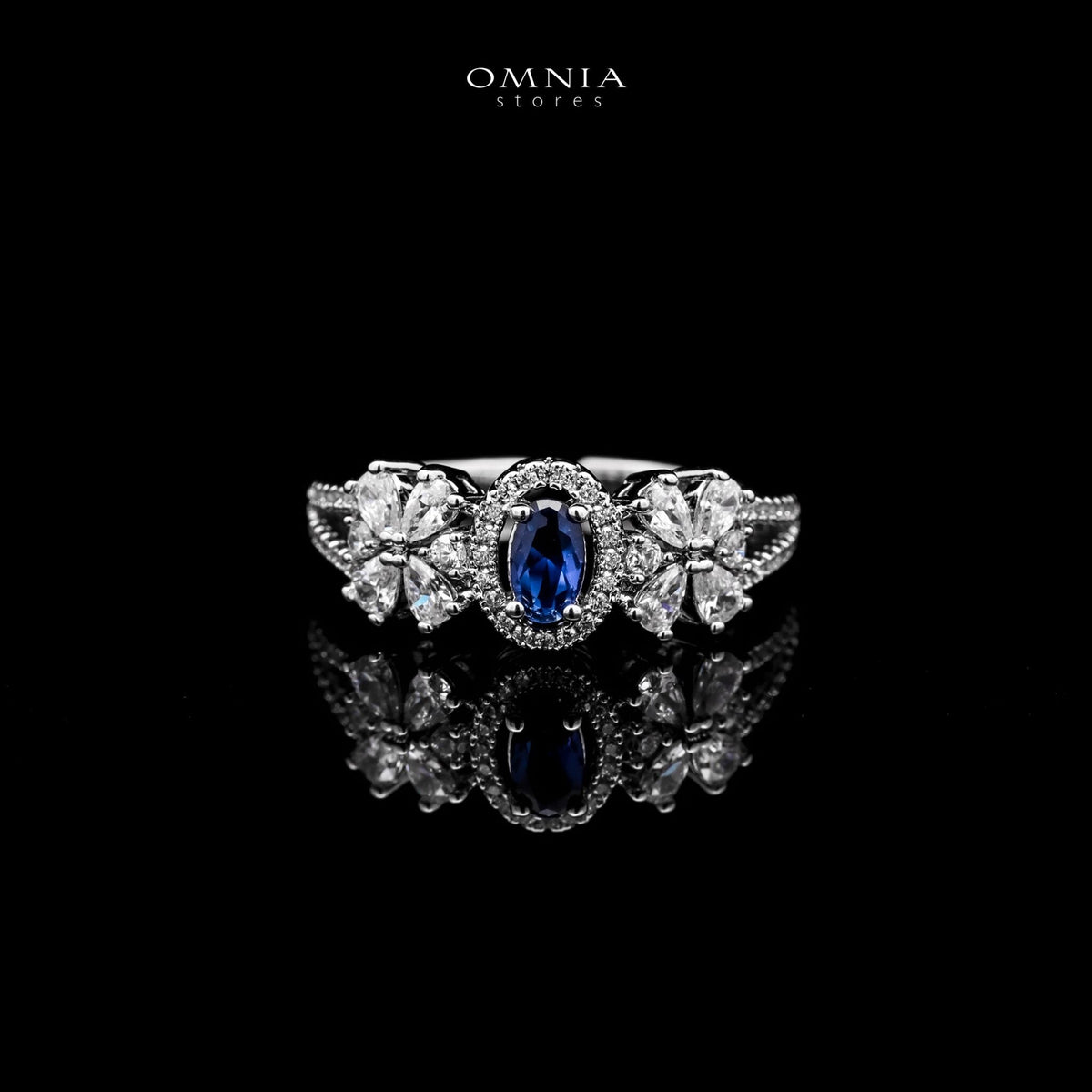Omnia Mira Blue Bridal Full Set in High Quality Zircon Stone Rhodium Plated - OMNIASTORES UAE
