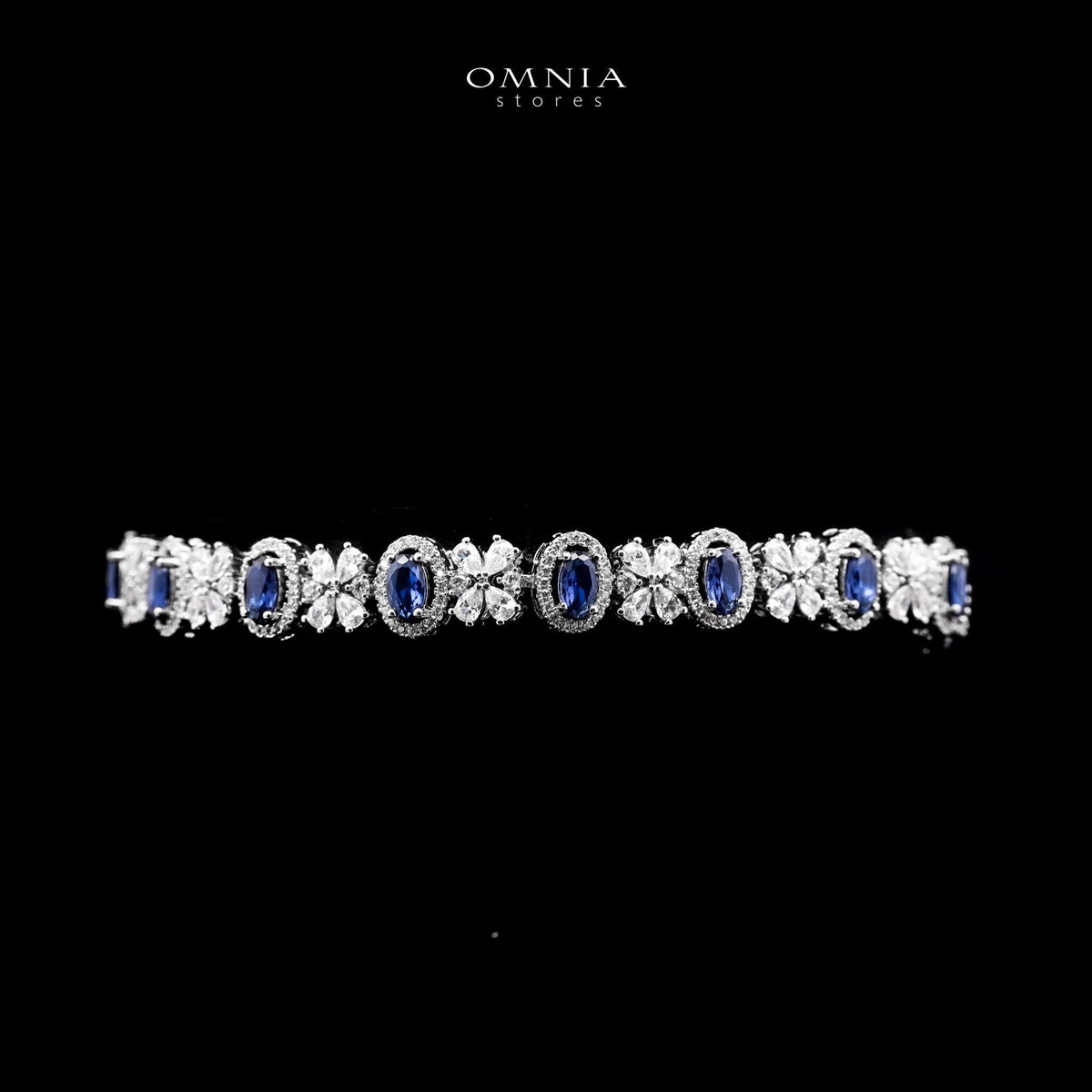 Omnia Mira Blue Bridal Full Set in High Quality Zircon Stone Premium Rhodium Plated - OMNIASTORES UAE