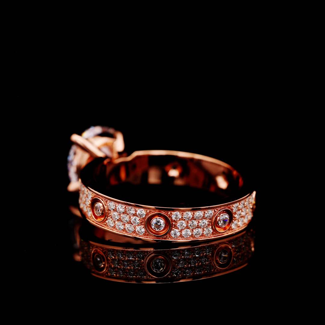 Omnia Ines Rose Gold Round Cut Ring With High Quality Certified Lab Crafted Stones In 925 Silver 0.11ct