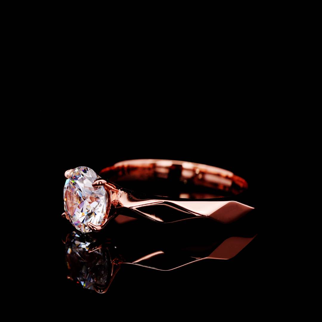 Omnia Luci Rose Gold Ring With High Quality Certified Lab Crafted Stones In 925 Silver 2ct