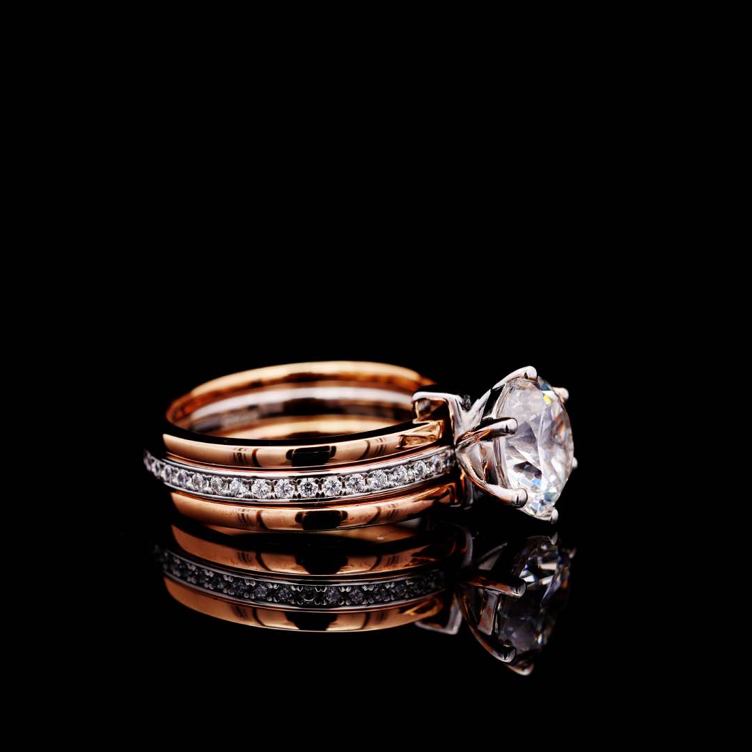 Julie Rose Gold Certified Lab Crafted Multi Layer Ring With High Quality 925 Silver