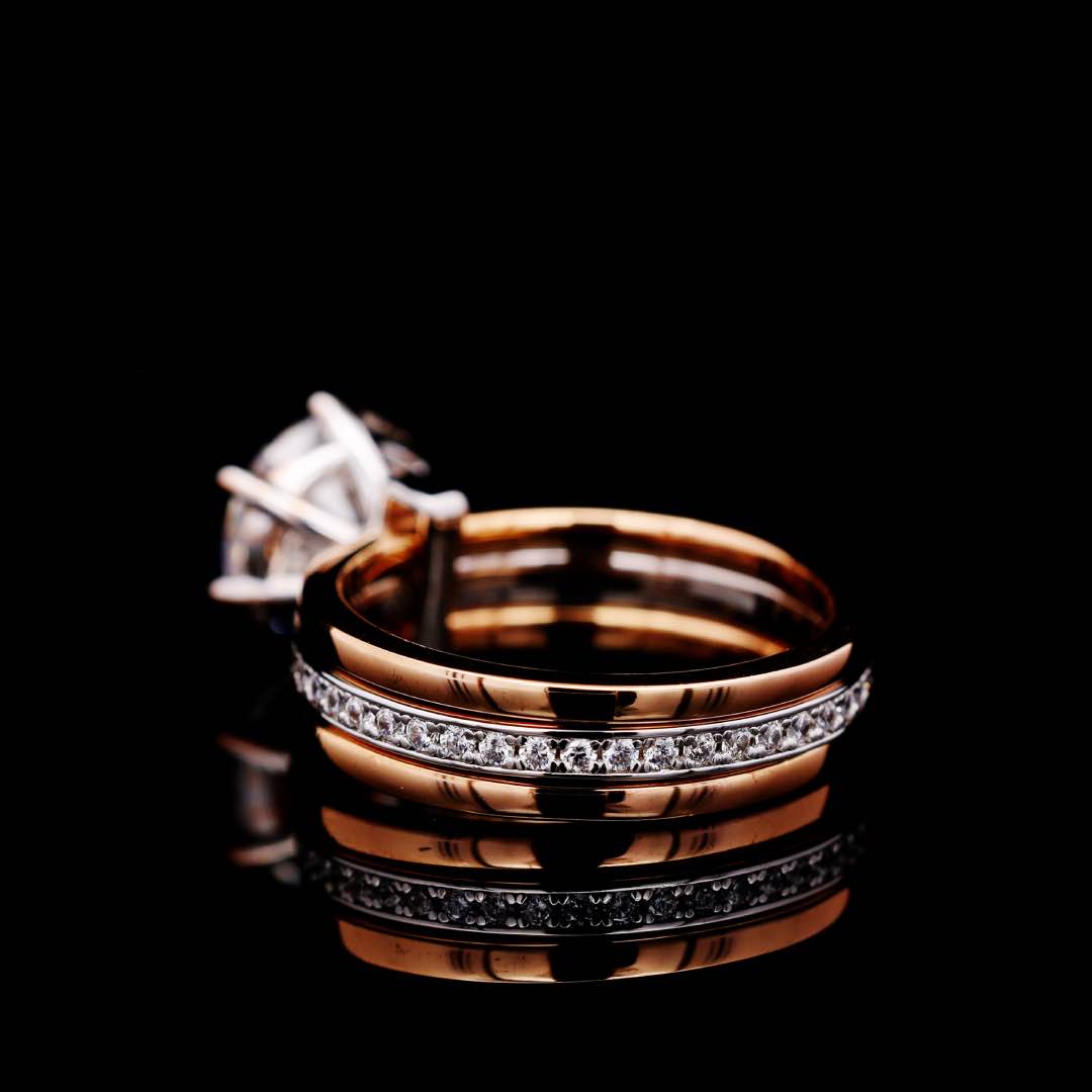 Julie Rose Gold Certified Lab Crafted Multi Layer Ring With High Quality 925 Silver