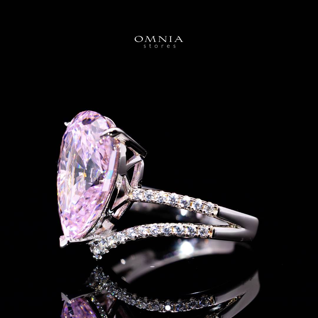 Omnia Zahina Pink and White Silver Ring With High Quality Certified Lab Crafted Stones In 925 Silver - OMNIASTORES UAE