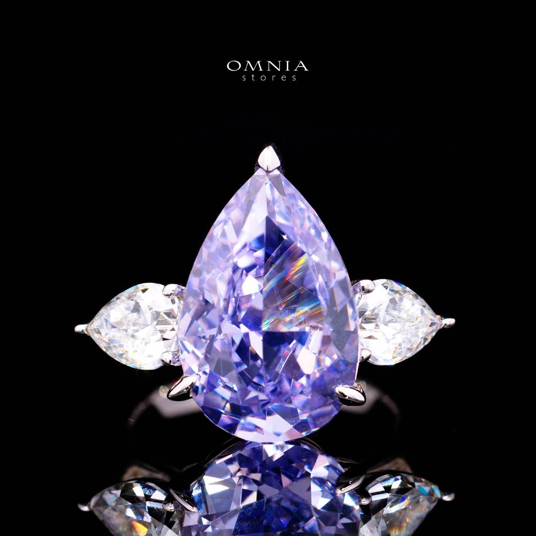 Omnia Nadira Light Purple and White Silver Ring In 925 Silver High Quality Certified Lab Crafted Stones 3.8Ct - OMNIASTORES UAE