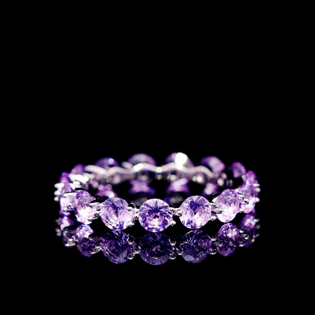 Jemima Purple Eternity Ring with Certificate | High-Quality Simulated Diamonds in 925 Sterling Silver