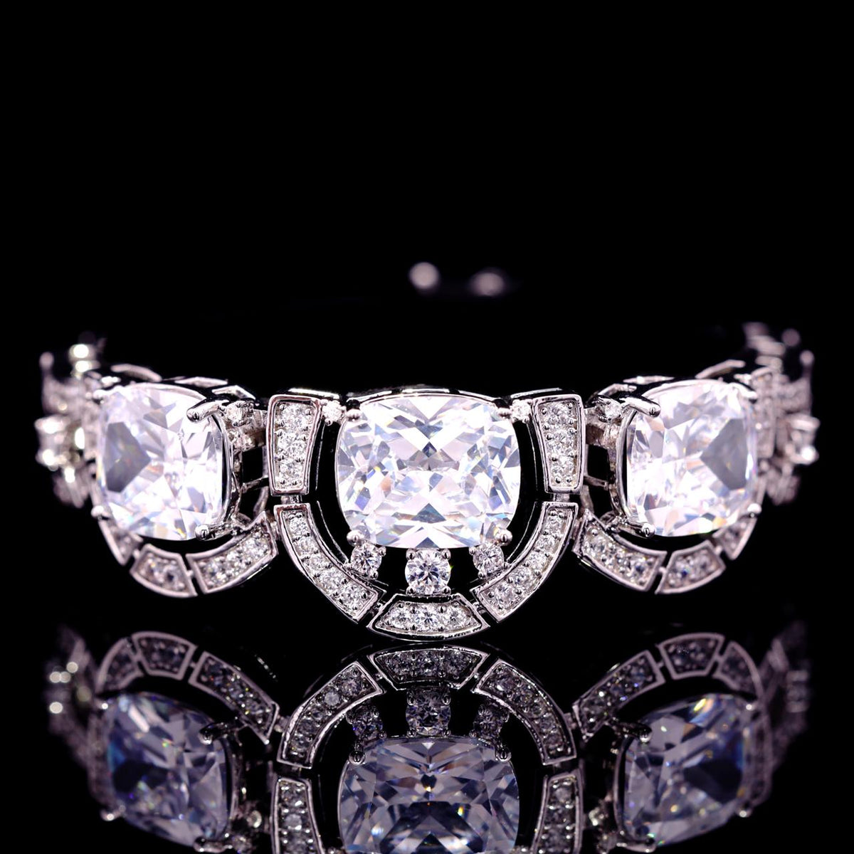 Liah White Luxury Bridal Bracelet with High-Quality Zircon Stones Premium Rhodium Plating