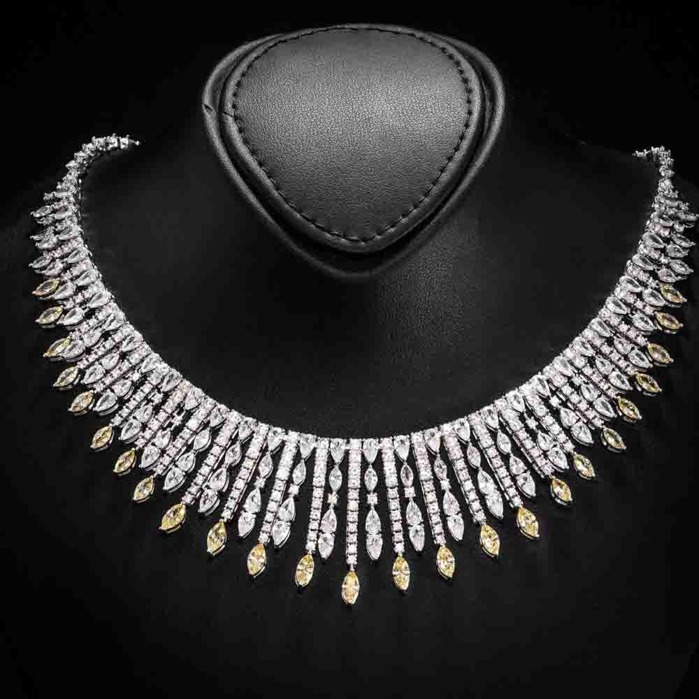 Omnia Lana Yellow Bridal Full Set in High Quality Zircon Stone Premium Rhodium Plated - OMNIASTORES UAE