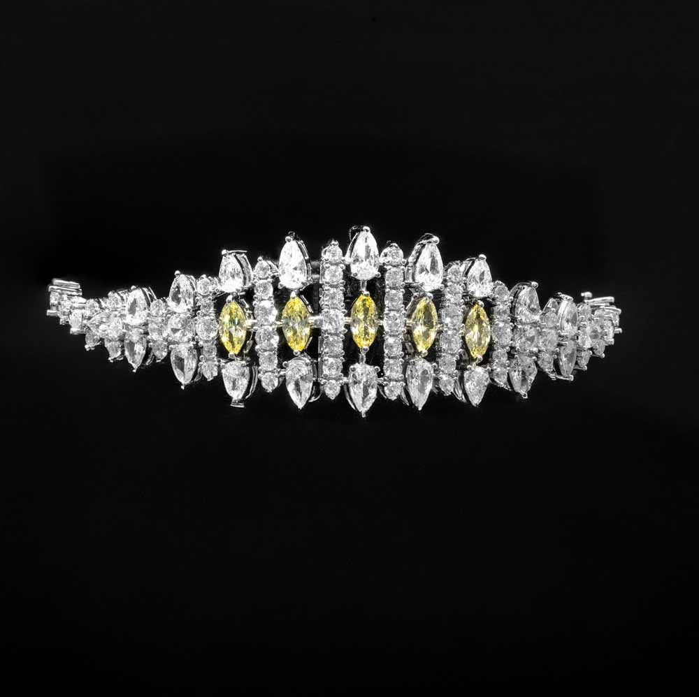 Omnia Lana Yellow Bridal Full Set in High Quality Zircon Stone Rhodium Plated - OMNIASTORES UAE