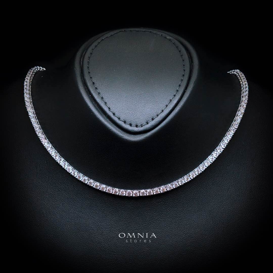 Omnia Shams 3mm Tennis Necklace in 925 Silver High Quality Simulated diamonds - OMNIASTORES UAE
