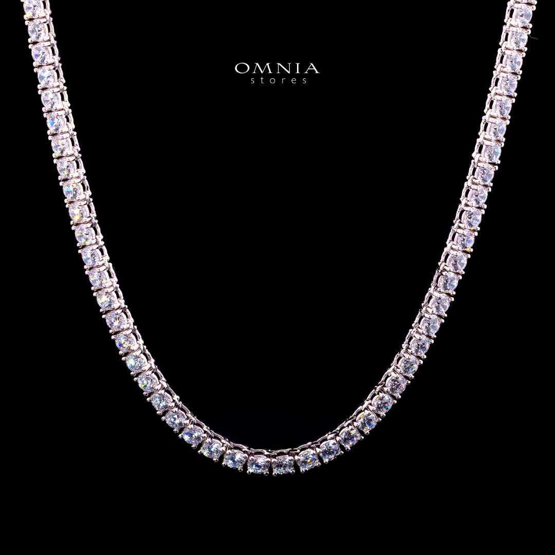 Omnia Shams 3mm Tennis Necklace in 925 Silver High Quality Simulated diamonds - OMNIASTORES UAE