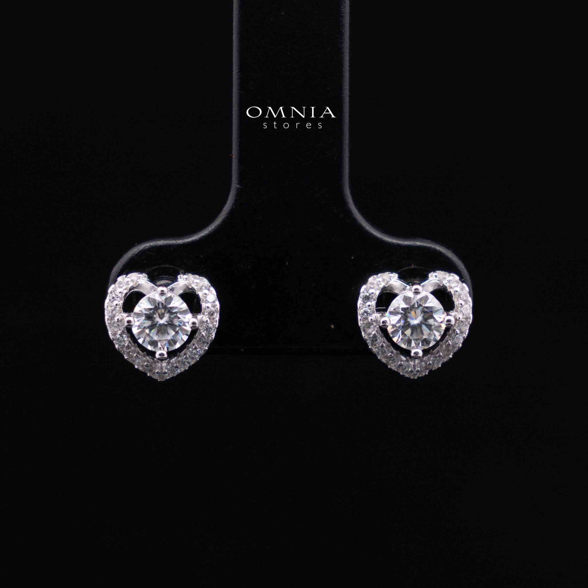 Sayida White Halo Solitaire Heart Design Silver Necklace and Earrings Set in 925 Silver with High-Quality Premium Moissanite Stones
