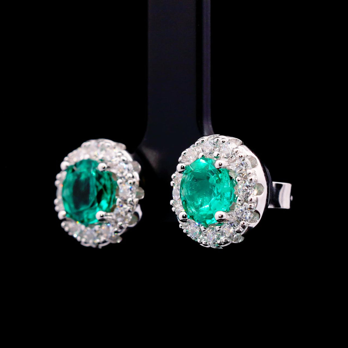 Meera Emerald Green Earrings with Certificate | Lab-Grown Simulated Diamonds in 925 Sterling Silver side