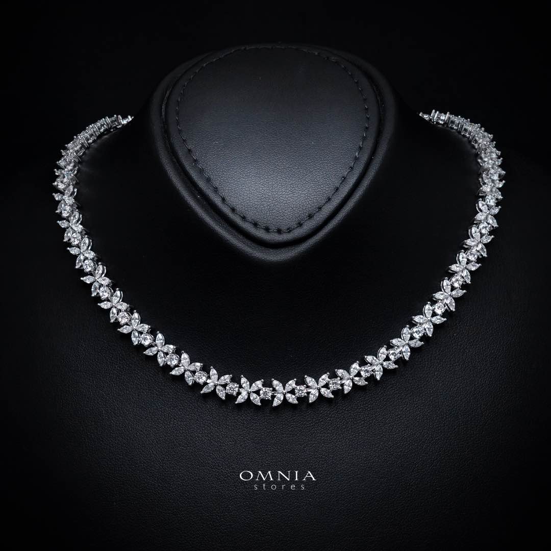 Omnia Lamara Floral-Inspired Tennis Set in 925 Silver with High Quality Iced Cut Stones - OMNIASTORES UAE
