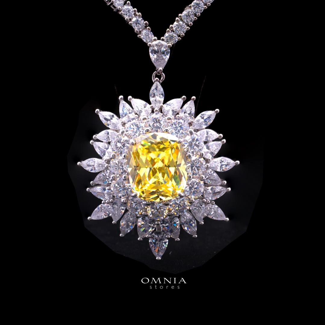 قلادة أمنية ثاليا الصفراء من الفضة عيار 92.5 مع ألماس صناعي عالي الجودة