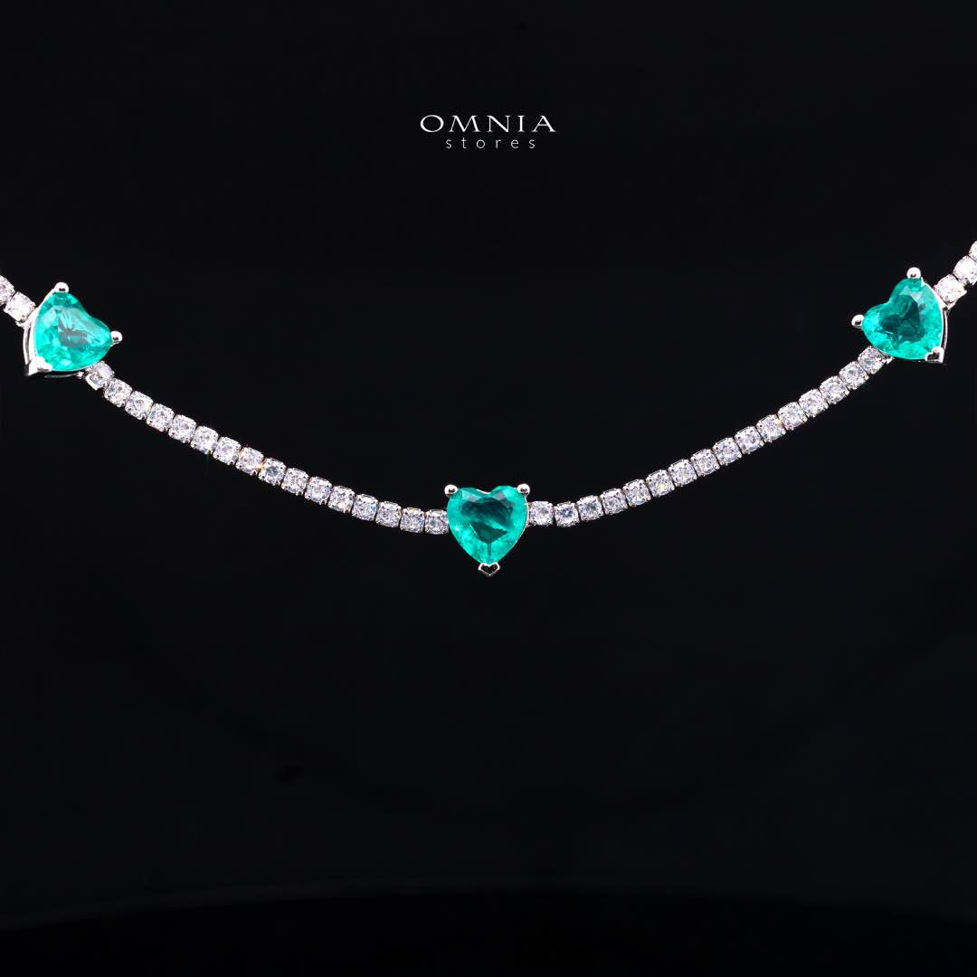 Omnia Louise Turquoise Necklace In 925 Silver High Quality Simulated Diamonds - OMNIASTORES UAE