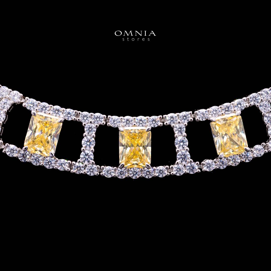 Omnia Alessandra Yellow Necklace in 925 Silver with Emerald-Cut High-Quality Simulated Diamonds - OMNIASTORES UAE