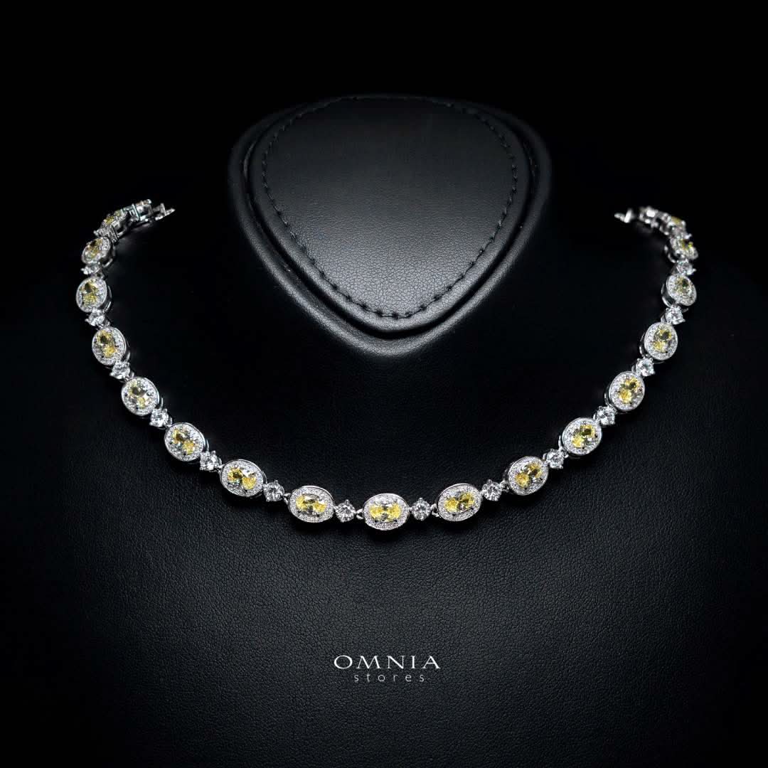 Omnia Asiya Yellow Necklace 925 Silver In High Quality Simulated diamonds