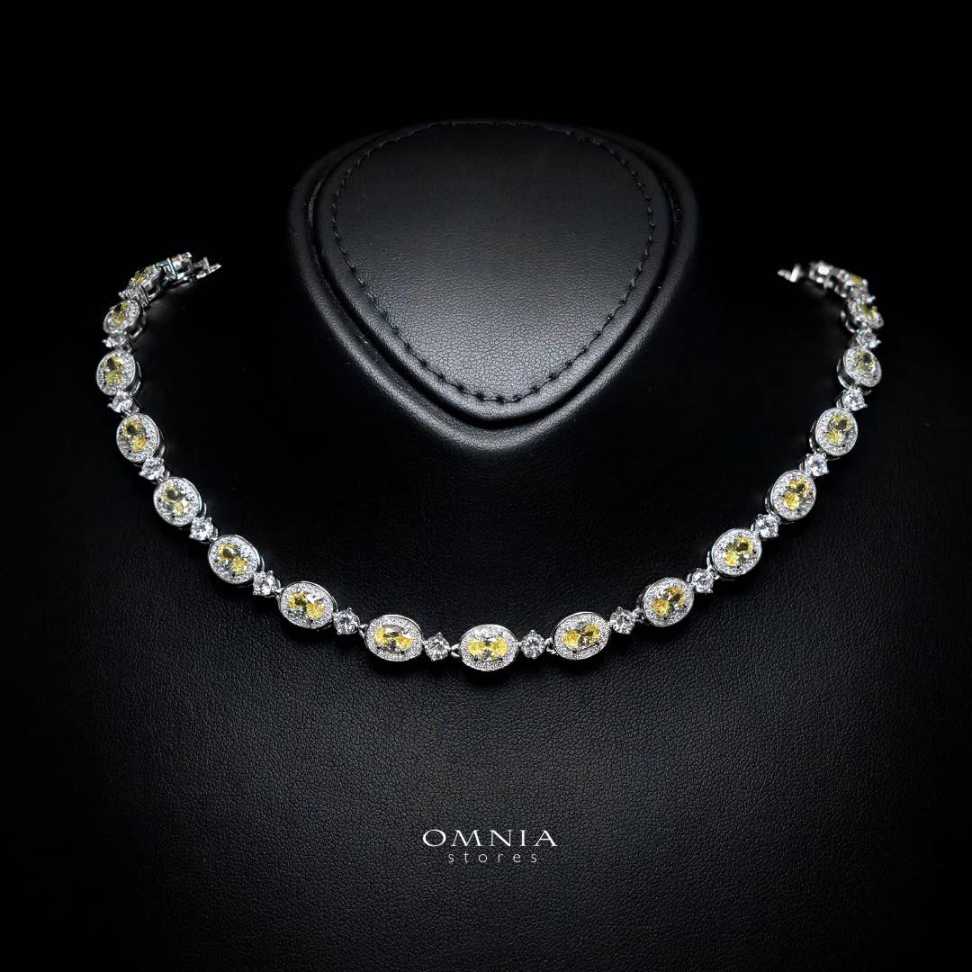 Omnia Asiya Yellow Necklace 925 Silver In High Quality Simulated diamonds - OMNIASTORES UAE