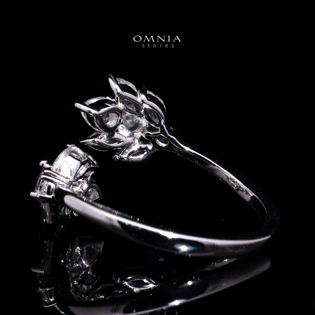 Lorraine White Leaf-Inspired Ring in 925 Silver with Premium Simulated Diamonds